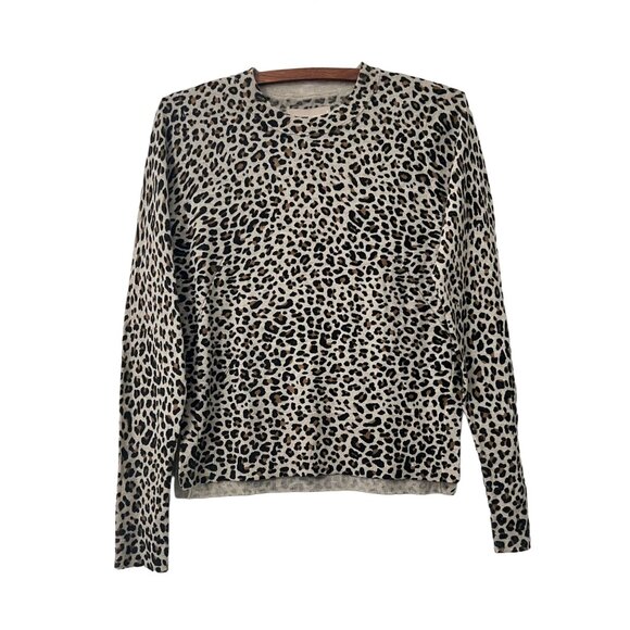 Zadig Voltaire Lirius Leo Animal Print Cashmere Side Slit Sweater Womens Size XS